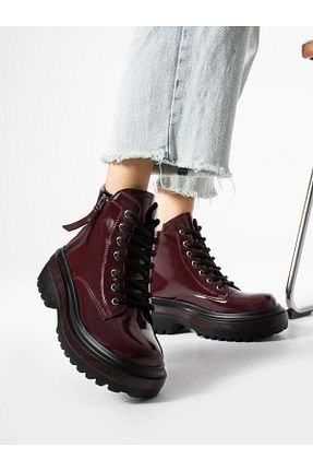 بوت / نیم بوت زرشکی زنانه چرم مصنوعی Alemdar Shoes - کد 857887774