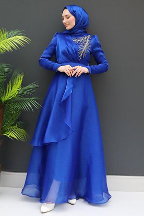 لباس مجلسی حجاب سرمه ای زنانه یقه ماهیگیر giz astore - کد 827954428