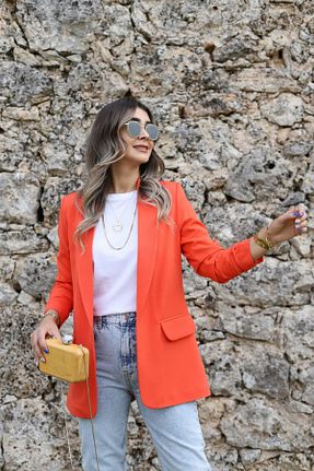 کت بلیزر نارنجی زنانه رگولار bytugcekaya - کد 782391306