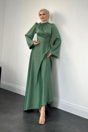 لباس مجلسی حجاب رنگی زنانه یقه ایستاده MERVEN AKYÜZ - کد 875797985