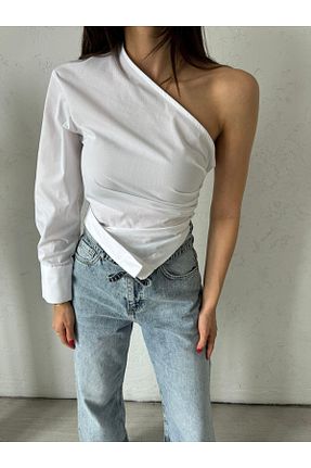 بلوز سفید زنانه ساده Bade Butik - کد 825659624