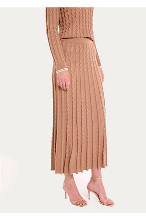دامن قهوه ای زنانه پارچه Knitss - کد 857879826