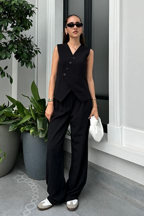 ست بالاتنه و پائین تنه مشکی زنانه بافتنی Nazliye - کد 857501967