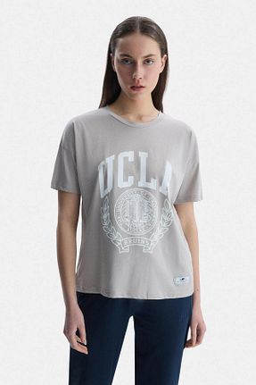 تیشرت طوسی زنانه رگولار Ucla - کد 837452756