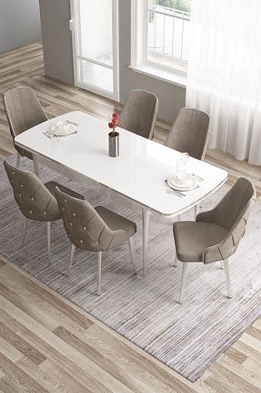 ست میز آشپزخانه سفید MDF Canisa - کد 640430283