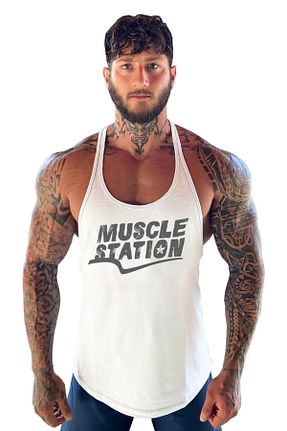 رکابی اسپرت سفید مردانه بافت Muscle Station - کد 708083419