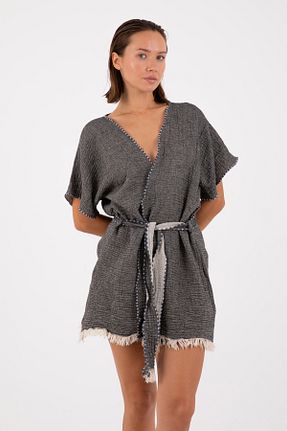 کیمونو و کافتان طوسی زنانه پنبه ای Dokubba - کد 836510005
