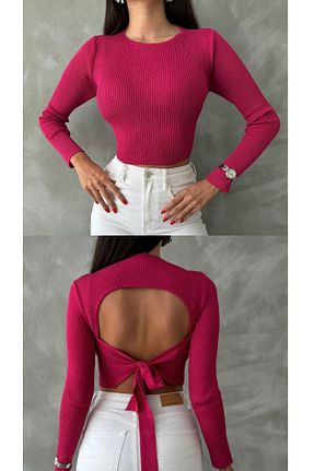 پلیور صورتی زنانه ساده ZB Moda - کد 857600049