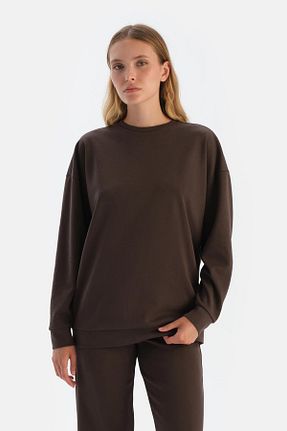 سوئیشرت قهوه ای زنانه ساده Dagi - کد 857608585
