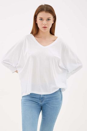 بلوز سفید زنانه ساده Fashion Friends - کد 689036711
