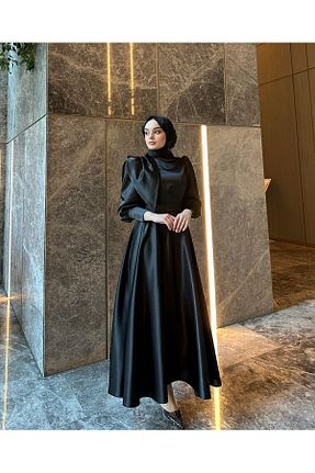 لباس مجلسی حجاب مشکی زنانه یقه ایستاده Azeem - کد 838131069