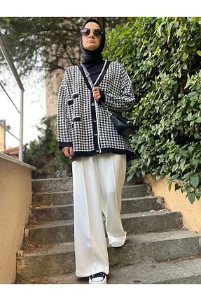 شلوار سفید زنانه پارچه Sazze Design - کد 484447230