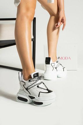 کفش اسنیکر سفید زنانه بند دار Bymoda - کد 737196235