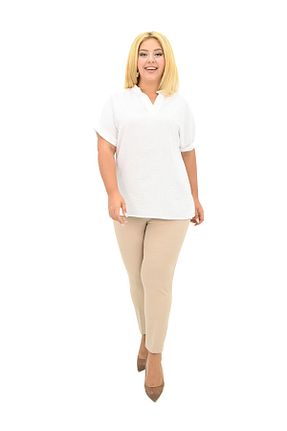 شلوار سایز بزرگ بژ زنانه بافتنی Koza Butik - کد 845378401