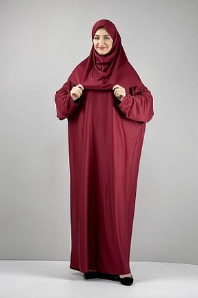 کلاه و ابایا زرشکی زنانه پلی استر Genel Markalar - کد 308347551