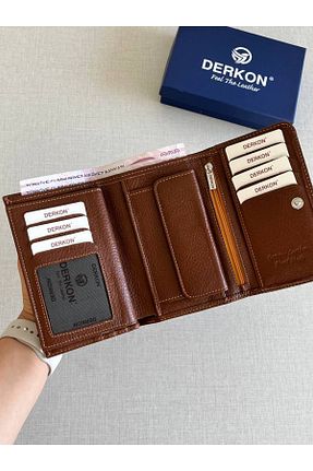 کیف پول قهوه ای زنانه سایز متوسط Derkon - کد 857628224