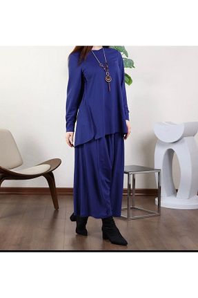 ست بالاتنه و پائین تنه آبی زنانه بافتنی Neel butik - کد 857640520