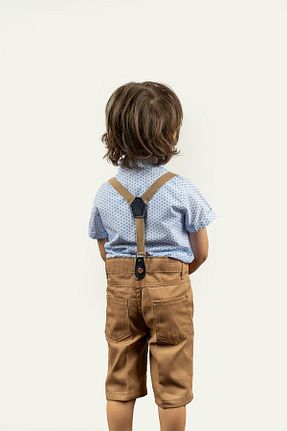 کت و شلوار قهوه ای بچه گانه یقه کتی LULU Kids - کد 821947056