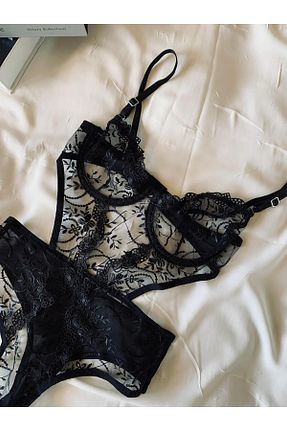 ست لباس زیر مشکی زنانه ROZENİN LINGERIE - کد 836508602
