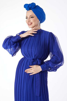 لباس مجلسی حجاب سرمه ای زنانه یقه دوچرخه TOFİSA - کد 808237809