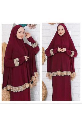 لباس حجاب زرشکی زنانه اورسایز Kutay Collection - کد 824439572