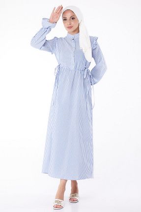 لباس حجاب آبی زنانه اسلیم فیت TOFİSA - کد 855545051