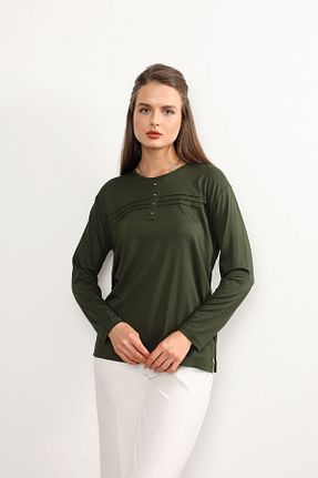 بلوز خاکی زنانه ساده Nacar Moda - کد 285838637