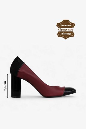 کفش پاشنه بلند کلاسیک زرشکی زنانه چرم خالص Grasyano - کد 836057805