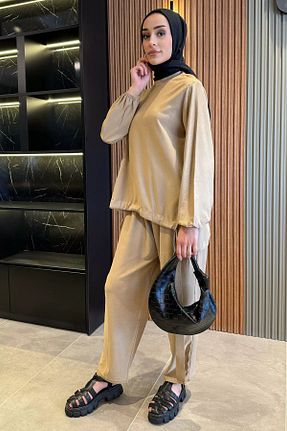 ست بالاتنه و پائین تنه حجاب بژ زنانه رگولار Julude - کد 857904678