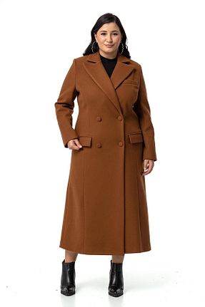 پالتو پشمی سایز بزرگ قهوه ای زنانه سایز بزرگ DISENTIS MODEST - کد 857903523
