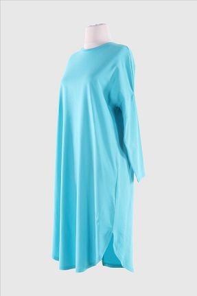 تونیک حجاب فیروزه ای زنانه پنبه ای Plistre - کد 783765328