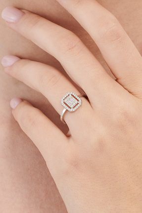 انگشتر طلا سفید زنانه 8 عیار Altınbaş - کد 813578975