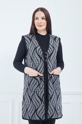 جلیقه سایز بزرگ طوسی زنانه رگولار Elçelya Moda - کد 767185627