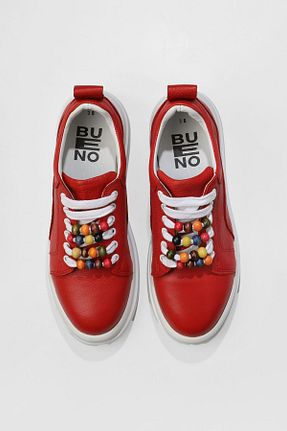 کفش اسنیکر قرمز زنانه چرم اصل Bueno Shoes - کد 354640987