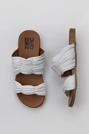 دمپائی سفید زنانه چرم خالص Bueno Shoes - کد 680107309