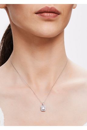 گردنبند طلا سفید زنانه 8 عیار Altınbaş - کد 215013440