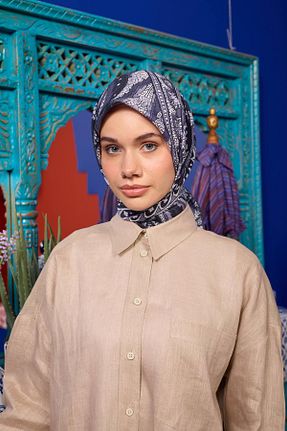 روسری نارنجی پنبه پلی استر İpekhan - کد 859185222