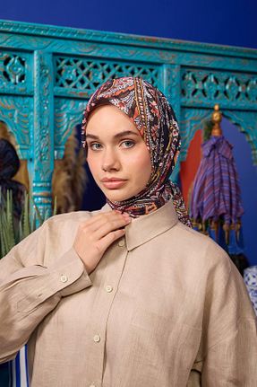 روسری نارنجی پنبه پلی استر İpekhan - کد 859185274