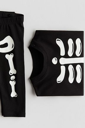 ست بالاتنه و پائین تنه مشکی بچه گانه بافت H&M - کد 858144476