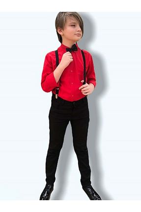 کت و شلوار قرمز بچه گانه یقه نوک تیز Mnk - کد 52331873
