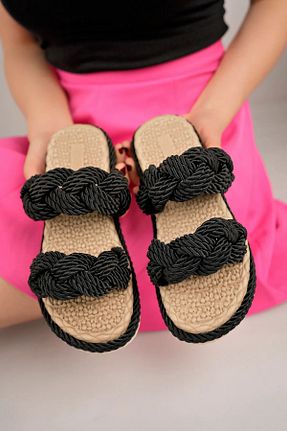 صندل مشکی زنانه پاشنه پر RİVOLİ - کد 701547761