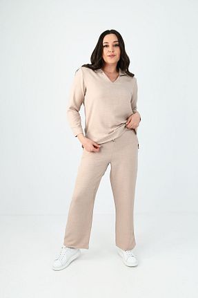 ست گرمکن قهوه ای زنانه کتان Koza Butik - کد 807398775
