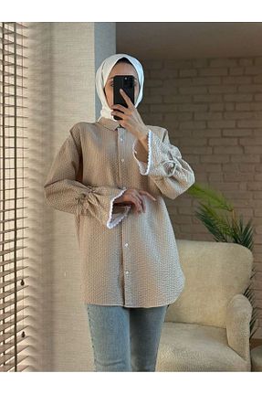 تونیک حجاب قهوه ای زنانه بافتنی HİJABAYA - کد 857880646