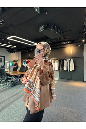 شال نارنجی زنانه ابریشم BHRİLTAS - کد 852029278