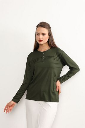 بلوز خاکی زنانه ساده Nacar Moda - کد 285838637