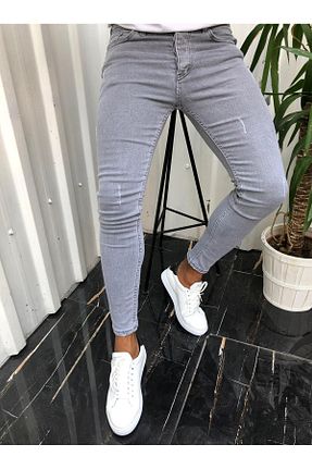 شلوار جین طوسی مردانه پاچه تنگ ukdwear - کد 42161455