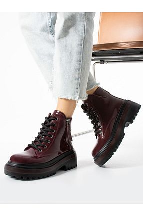 بوت / نیم بوت زرشکی زنانه چرم مصنوعی Alemdar Shoes - کد 857887774