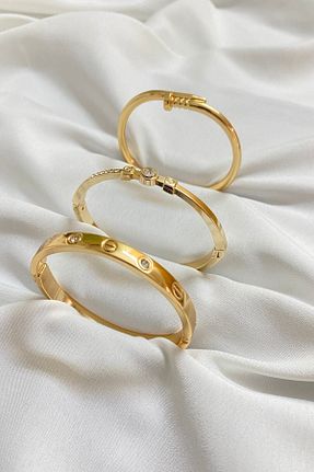 دستبند جواهر طلائی زنانه روکش طلا GUNESTAKI - کد 858023705