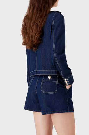 شلوارک و برمودا سرمه ای زنانه فاق بلند Emporio Armani - کد 814759033