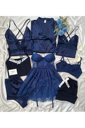 ربدوشام سرمه ای زنانه ساتن Lena Homewears - کد 853877853